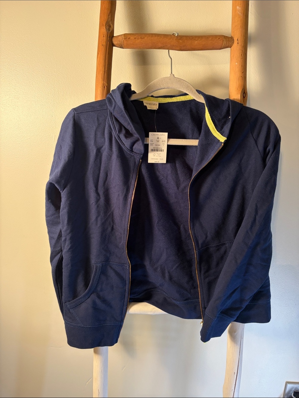 Crewcuts Navy Hoodie with Lime Trim